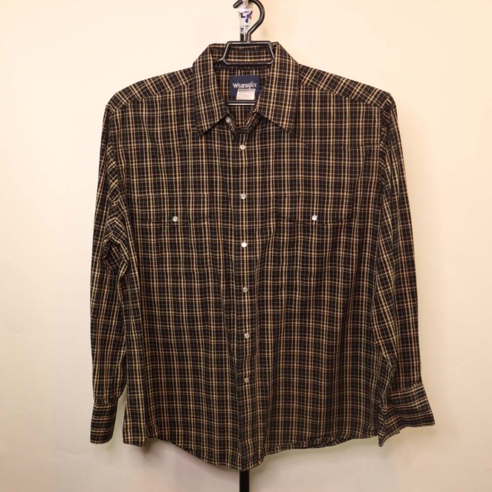 Vintage Wrangler Pearl Snap Button Down Long Sleeve Shirt Size XL Mens